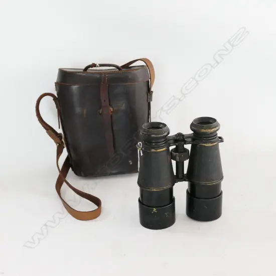 FRENCH WWI PERIOD BINOCULARS by COLMONT in LEATHER CASE